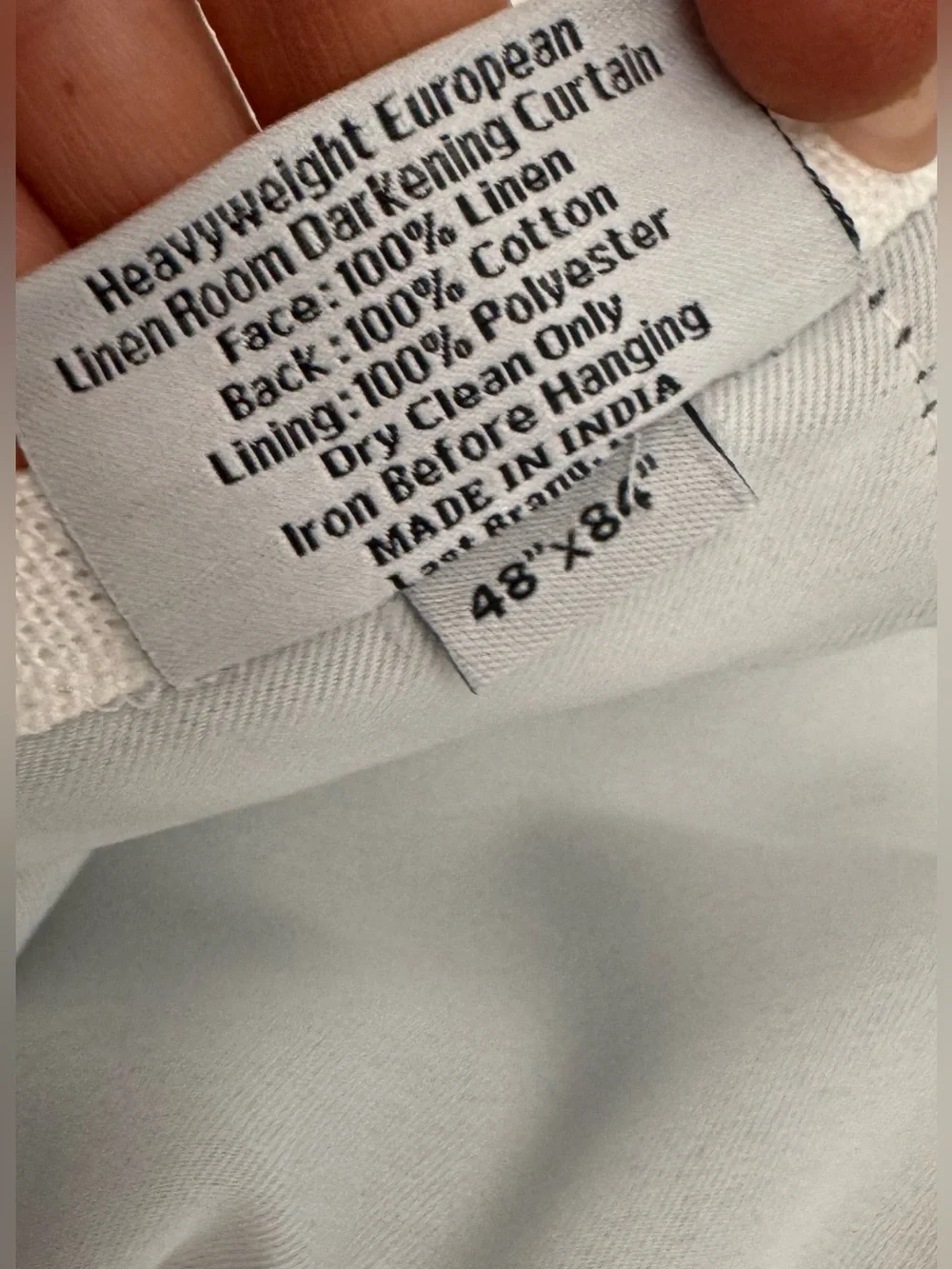 Quince Heavyweight European Linen Room Darkening Curtain - size: 48 x 84 - white